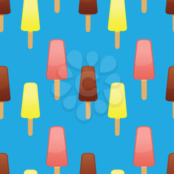 Illustration of seamless pattern of ice cream of different colors