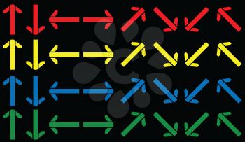 Illustration set of arrows of different colors