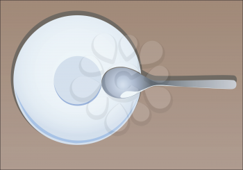 Illustration of the Teaspoon and saucer on a brown background