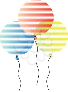 Illustration of striped air balloons on a white background