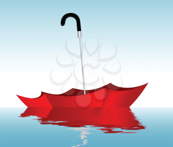 Illustration of a red umbrella on the water