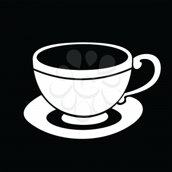 Illustration of a white cup on a black background