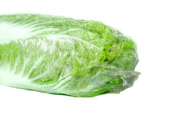 Chinese cabbage in a package on a white background