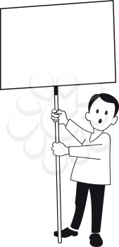 Illustration of cartoon boy with a poster