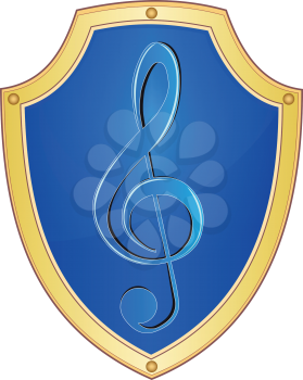 Illustration of a shield with the sign of a treble clef