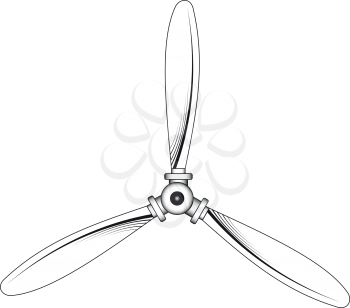 Illustration of a propeller with three blades on a white background