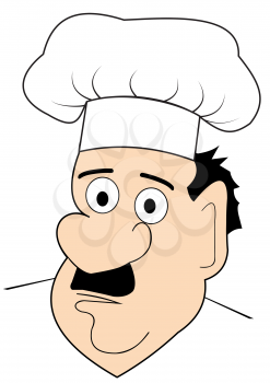 Illustration of head of a man in a cook hat