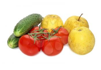Vegetables and fruits isolated on white background