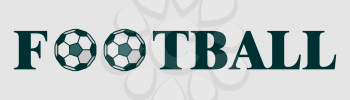 Royalty Free Clipart Image of a Football word with ball instead letter o. Soccer text fan unusual lettering