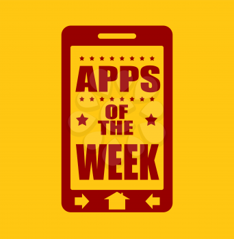 Apps of the week text on phone screen.  Abstract touchscreen with lettering.