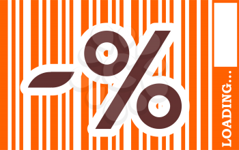Brown percent symbol in orange bar code. Loading bar. Relative for retail business