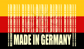 Made in Germany  in bar code. Lines consist of same words