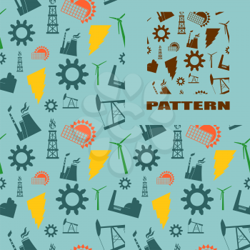 Energy and Power icons seamless pattern. Vector icon set of sustainable energy generation