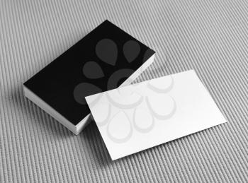 Set of blank business cards on gray background. Template for branding identity. For design presentations and portfolios.