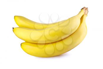 Bunch of ripe bananas on white background.
