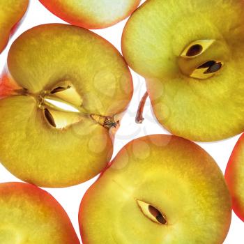 Close-up of fresh apple slices. Delicious healthy food.