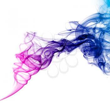 Abstract bright colored smoke on a white background.