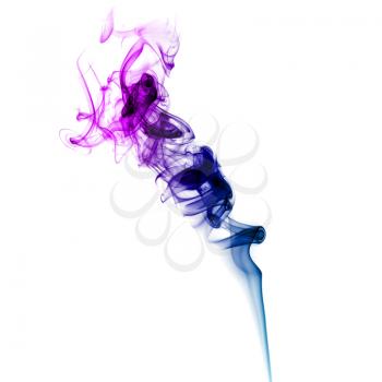 Abstract bright colored smoke on a white background.