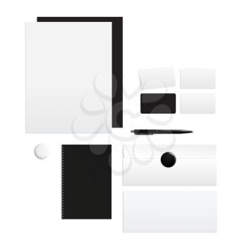 Branding identity on a white background. Top view.