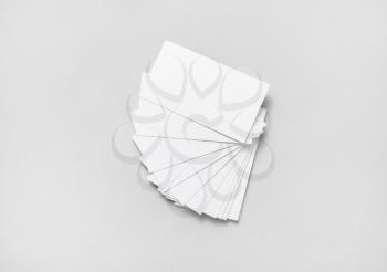 Blank business cards on on paper background for placing your design. Template for ID. Top view.