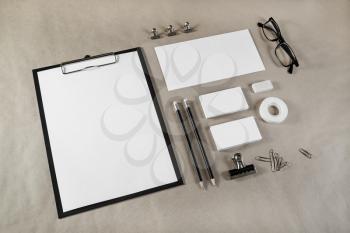 Blank stationery template for placing your design. Mockup for branding identity on craft paper background.