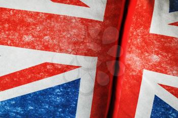 British flag background. Union Jack. Closeup of Great Britain texture on pillows.