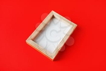 Photo frame on red paper background. Responsive design template.