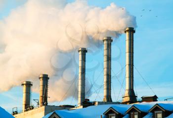 Smoke from chimneys poison atmosphere closeup background hd