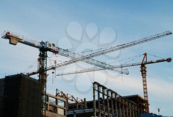 Construction site two cranes background hd