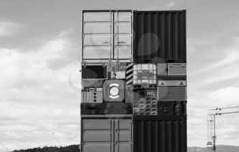 Norway black and white transport crates background hd