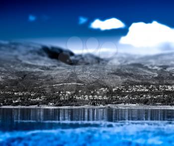 Fragment of outskirts of cold Tromso bokeh background hd
