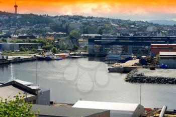 Trondheim city port background hd