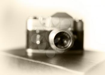 Vintage camera bokeh blur background