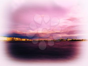 Horizontal Saint Petersburg vintage vivid pink postcard background