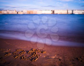 Horizontal vivid i love Saint Petersburg on beach writing background backdrop
