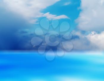 Horizontal vivid aqua empty blank dream cloudscape landscape background backdrop
