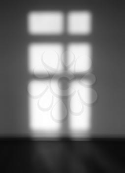 Vertical black and white window light and shadow abstraction backdrop