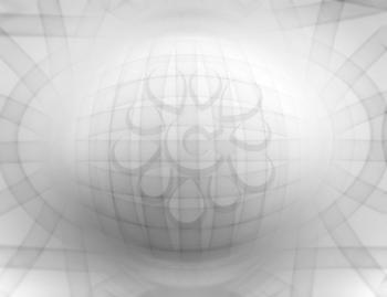 Horizontal black and white 3d sphere abstract illustration background
