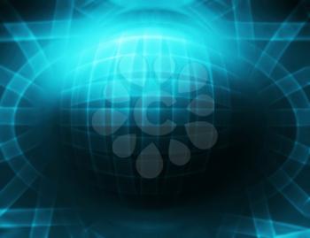 Horizontal cyan 3d sphere abstract illustration background
