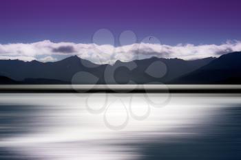 Norway ocean and mountains on horizon abstraction background hd