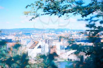 View on Oslo from the hill city illustration background hd
