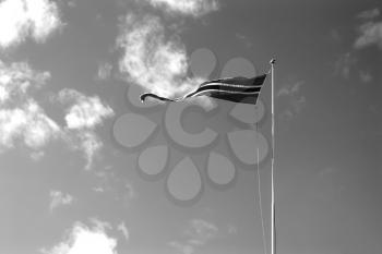 Waving black and white Norway flag backdrop hd