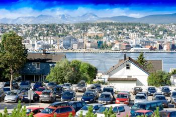 Norway city car parking background hd
