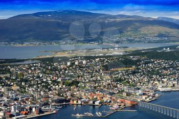View on Tromso city with bridge background hd