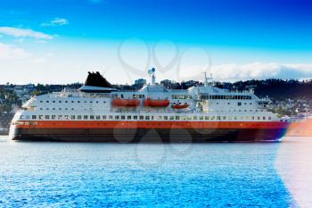 Norway transport ship with flare background hd