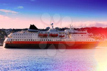 Norway transport ship with light leak background hd