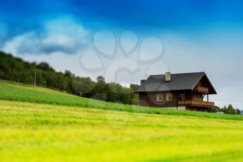 Classic Norway cottage landscape background hd