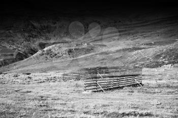 Dramatic black and white fence in mountains  hd