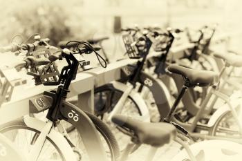 Norway bicycle public yard in sepia background hd
