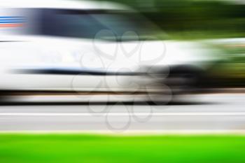 Horizontal car truck on road motion blur background hd